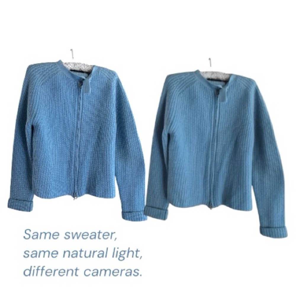 French Connection Y2K Baby Blue Zip Up Knit Sweater Cardigan Angora  Cottagecore - Picture 4 of 10
